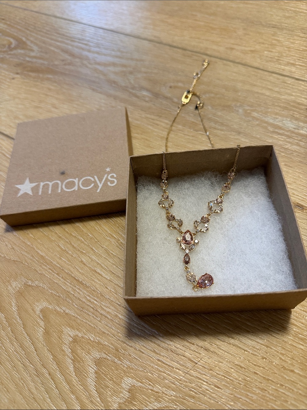 Pink Crystal Teardrop Pendant Necklace - Elegant Women’s Jewelry (Never Worn)